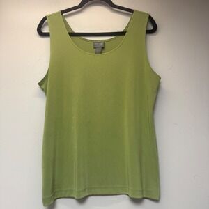 Additions by Chico's Tank Top Women Size 3 Lime Green Excellent Scoop Neck Basic